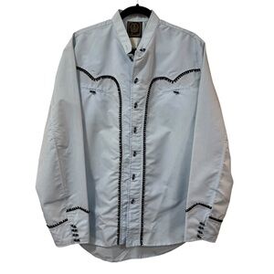 Güera de Oro Western Cowboy Shirt XXL Made in Mexico blue embroidered vaquero